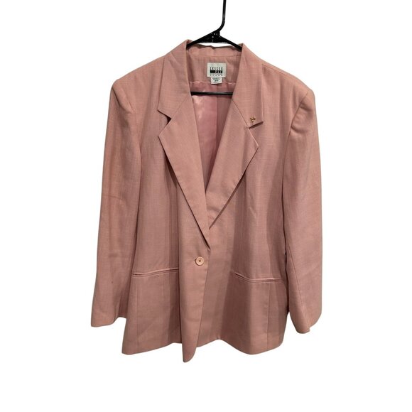 Vintage Leslie Fay Single Button Blazer Jacket Pink Plus Sz 18W Business Casual - Picture 1 of 11